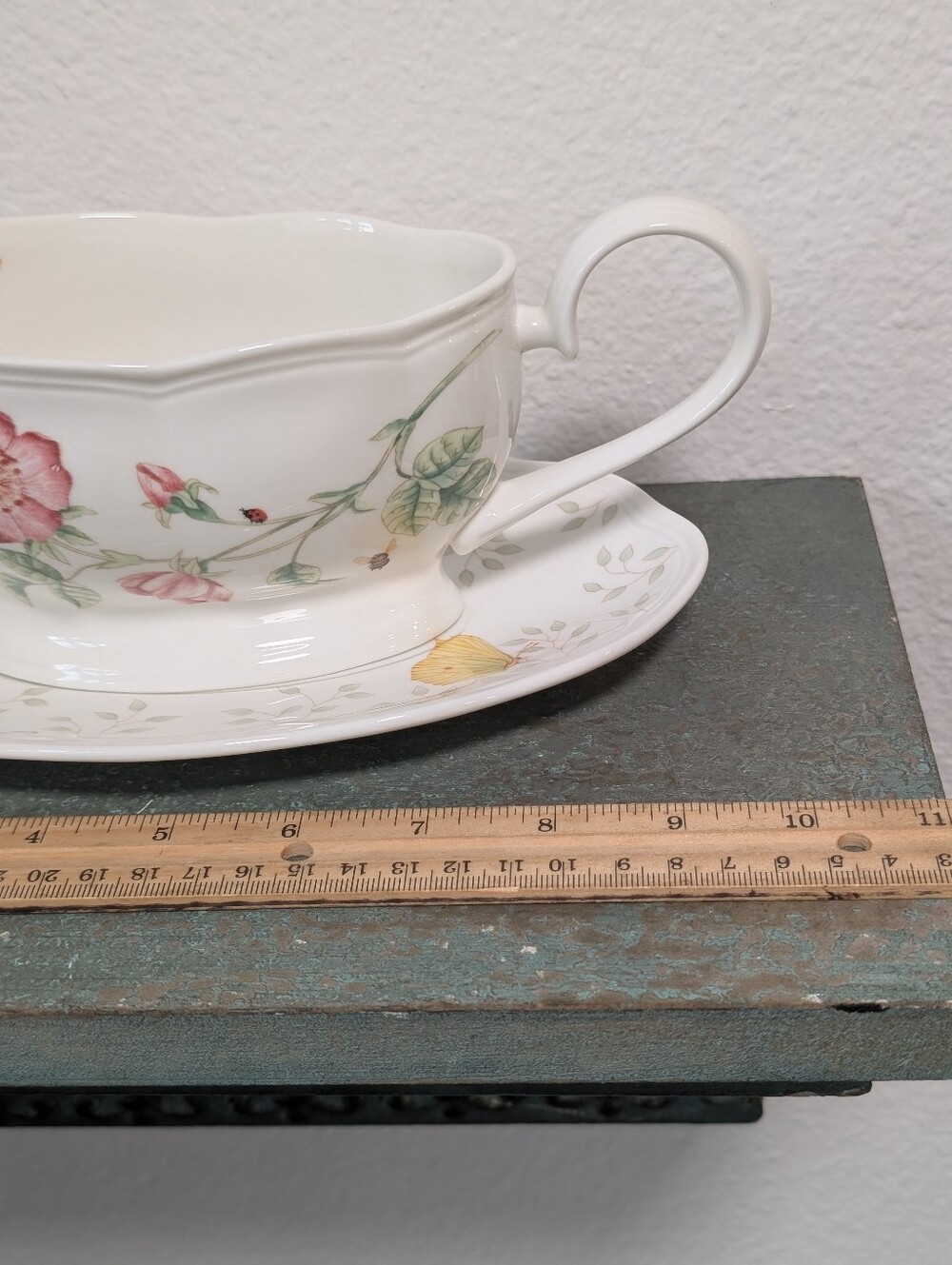 Vintage Lenox Butterfly Meadow Gravy Boat & Matching Under Plate Cottagecore - Picture 7 of 9